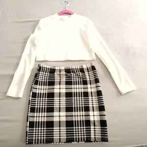 Long Sleeve And Skirt Outfit Girls 11 - 12 SHEIN